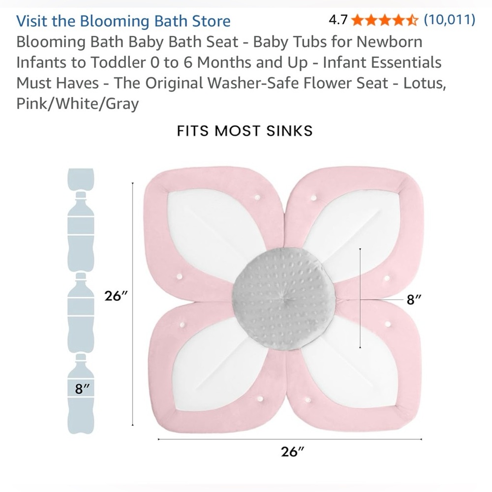 Blooming Bath Baby Bath Seat - Pink/White/Gray - Picture 3 of 7